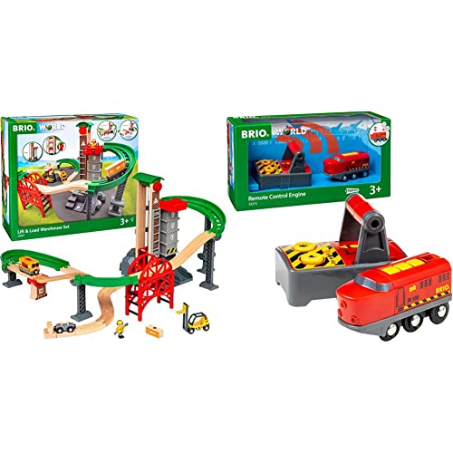 BRIO World 33887 Großes Lagerhaus-Set mit Aufzug - Zubehör für die BRIO Holzeisenbahn ab 3 Jahren & World 33213 IR-Frachtlok - Elektrische Lokomotive mit Fernsteuerung - ab 3 Jahren BRIO World 33887 Großes Lagerhaus-Set mit Aufzug - Zubehör für die BRIO Holzeisenbahn ab 3 Jahren & World 33213 IR-Frachtlok - Elektrische Lokomotive mit Fernsteuerung - ab 3 Jahren von BRIO