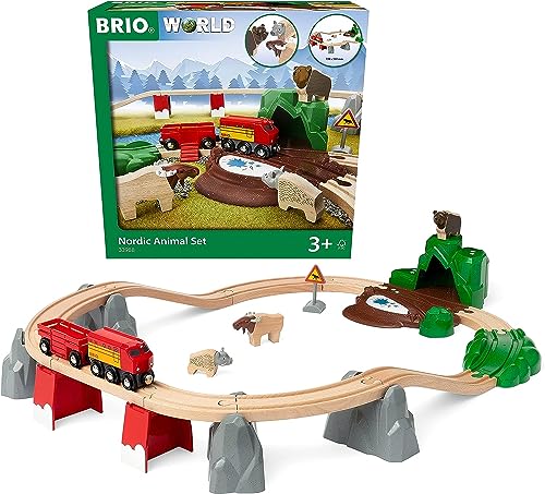 BRIO World 33988 Nordische Waldtiere Set - Zubehör für die BRIO Holzeisenbahn - Empfohlen ab 3 Jahren von BRIO