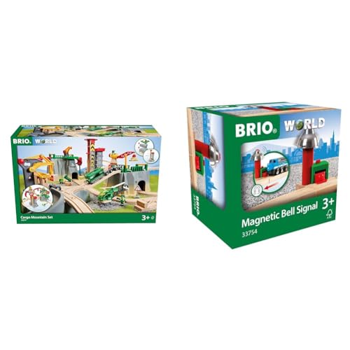 BRIO World 36010 Gebirgs-Frachten Set Deluxe - Eisenbahn-Spaß auf Mehreren Ebenen & World 33754 - Magnetisches Glockensignal von BRIO