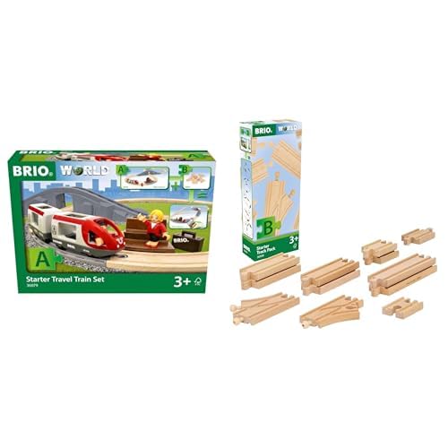 BRIO World Bundle – Reisezug Starter Set A (36079) & Schienen Starter Sortiment B (36099) – 2-teiliges Holzspielzeug-Set für Kinder ab 3 Jahren – kombinierbar & erweiterbar von BRIO