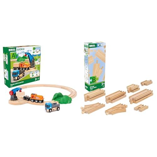 BRIO World Bundle – Starterset Güterzug mit Kran A (36028) & Schienen Starter Sortiment B (36099) – Holzspielzeug für Kinder ab 3 Jahren – Zugset & Schienenerweiterung kombinierbar von BRIO