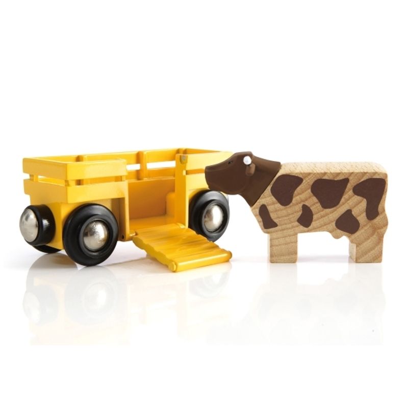 Holz-Spielzeug WAGGON MIT KUH 2-teilig in bunt von Brio Brio® World