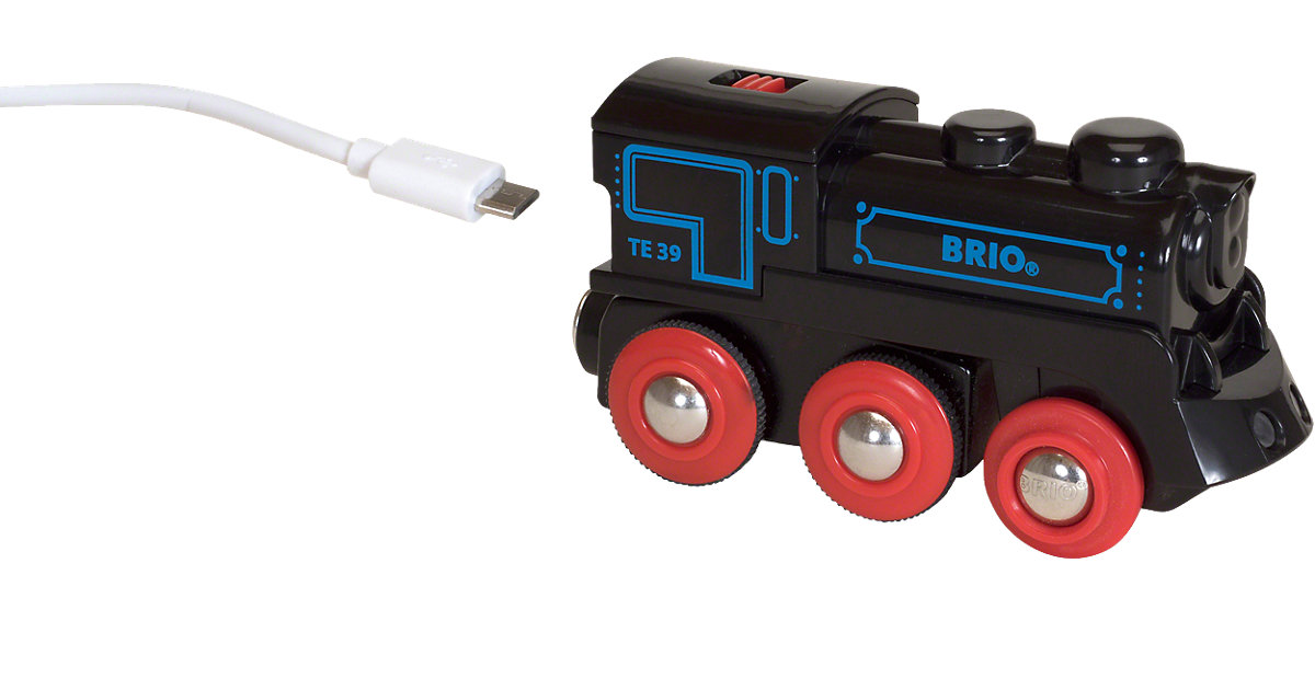 Schwarze Akku-Lok mit Mini-USB von BRIO