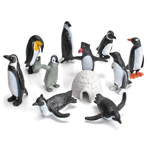 BRISKORE 11 Stück Pinguin Figuren,Pinguin Tiere-Figuren Set,Polartiere,Meerestiere Spielzeug,Pinguin Spielzeug,Nette Pinguin Figuren,Antarktis Tierfiguren,Zoo-Party Mitgebsel,Tortendeko von BRISKORE