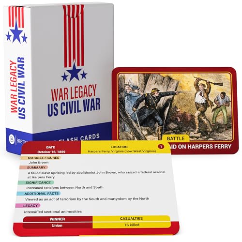 Briston Lernkarten-Set "US Civil War (Basic Edition) – 75 Lernkarten – Lernen Sie wichtige Momente, Figuren und Schlachten des Bürgerkriegs – lustiges Lernwerkzeug – Kategorien in Schlachten, von BRISTON