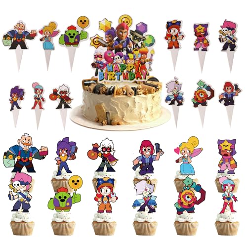 BRITIVIVE Cartoon Cupcake Topper Deko 25 Stück Happy Birthday Tortendeko für Kinder und Geburtstagsfeiern Muffin Deko Torte,für Jungen- und Mädchengeburtstage von BRITIVIVE