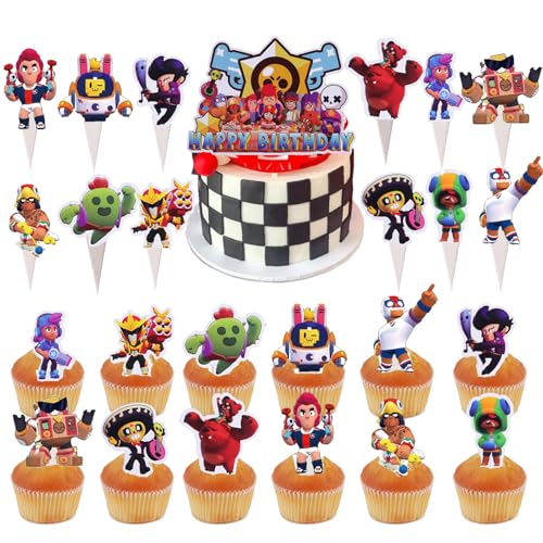 BRITIVIVE Cartoon Tortendeko Geburtstag 25 Stück Kindergeburtstag Kuchen Dekoration Cartoon Muffin Topper Happy Birthday Cake Topper für Kinder Geburtstag Party (C) von BRITIVIVE
