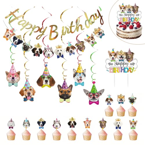 BRITIVIVE Hund Deko Geburtstagstorte 21 Stück Hund Happy Birthday Banner Set Hunde Cupcake Topper Muffin Deko Geburtstag für Kinder Hundeliebhaber Party Dekorationen BRITIVIVE Hund Deko Geburtstagstorte 21 Stück Hund Happy Birthday Banner Set Hunde Cupcake Topper Muffin Deko Geburtstag für Kinder Hundeliebhaber Party Dekorationen von BRITIVIVE