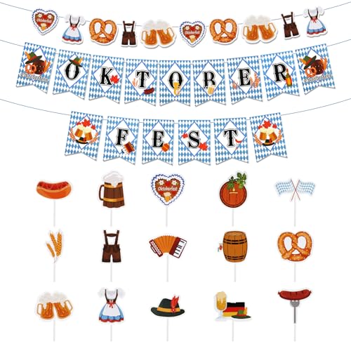 BRITIVIVE Oktoberfest Deko 17 Stück Bayrische Deko Party Set Oktoberfest Tortendeko Oktober Fest Banner Thema Cupcake Topper für Bayern Party Deko BRITIVIVE Oktoberfest Deko 17 Stück Bayrische Deko Party Set Oktoberfest Tortendeko Oktober Fest Banner Thema Cupcake Topper für Bayern Party Deko von BRITIVIVE