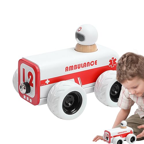 BROJAQ Krankenwagen-Rückziehauto,Rückzieh-Spielzeugautos - Spielzeug zum Zurückziehen - Krankenwagen-Spielzeugfahrzeuge für Mädchen, reibungsbetriebenes kleines Feuerwehrauto für frühe Bildung, von BROJAQ