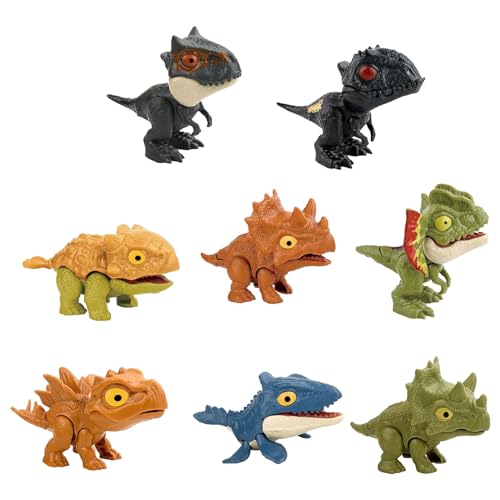Dinosaurier-Fingerbeißspielzeug | Dino Handpuppe Fingerbeißspielzeug,Lernspielzeug für Kleinkinder, Dinosaurierfiguren, Dino-Fingerpuppen, Mini-Modelle, 8 Stück Brojaq von BROJAQ