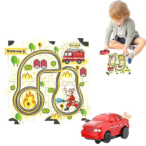 Kinderautobahn | Lernrennstrecke Interaktive Rennstrecke | DIY-Kinderspielzeug für Weihnachten, Geburtstag, Geschenk für Jungen und Mädchen, für Vorschulkinder, Jungen und Mädchen ab 18 Monaten Brojaq von BROJAQ