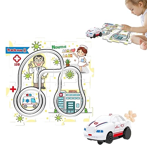 Rennwagenstrecke - Interaktive und lehrreiche Rennstrecke | DIY-Kinderspielzeug für Weihnachten, Geburtstag, Geschenk für Jungen und Mädchen, für Vorschulkinder, Jungen und Mädchen ab 18 Brojaq von BROJAQ