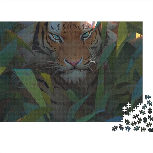 Tiger 1000 Teile Puzzle für Erwachsene, lustiges Puzzle für Erwachsene, herausforderndes Spiel, 1000 Teile (75 x 50 cm) von BROJAQ