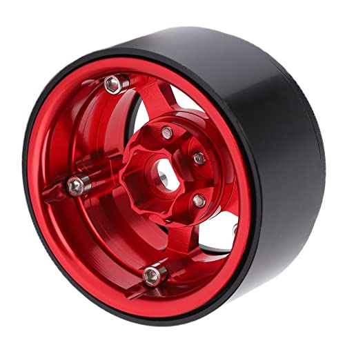 1,9 Beadlock-Räder, robuste langlebige RC-Radnabe hinterlässt keine Flecken auf Schloss Reifen hochfeste Aluminiumlegierung für AXIAL SCX10 90046 für Traxxas TRX4 D90 für Hsp (schwarz rot) von BROLEO