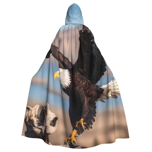 BROLEO 3D Weißkopfseeadler Druck Halloween Erwachsene Kapuzenumhang für Kostümpartys und Themenveranstaltungen von BROLEO