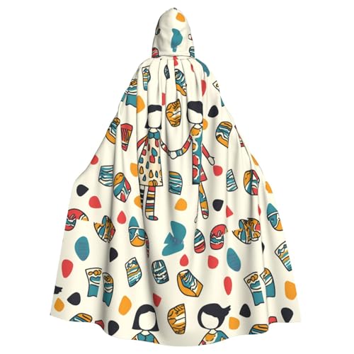 BROLEO Abstrakter Kontrastdruck, Halloween, Erwachsenen-Kapuzenumhang, Herren- und Damenbekleidung, Mantel, Rollenspiel von BROLEO