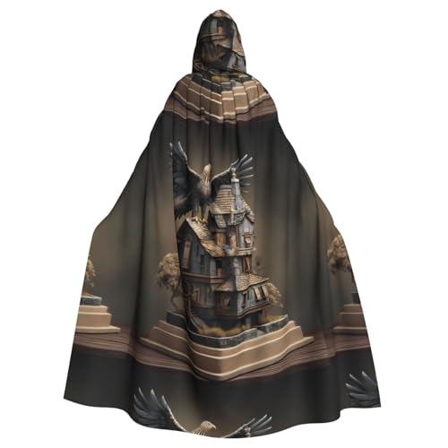 BROLEO Adlerhaus-Druck, Halloween-Umhang mit Kapuze, ohne Reißverschluss, bequem für Kostümpartys BROLEO Adlerhaus-Druck, Halloween-Umhang mit Kapuze, ohne Reißverschluss, bequem für Kostümpartys von BROLEO