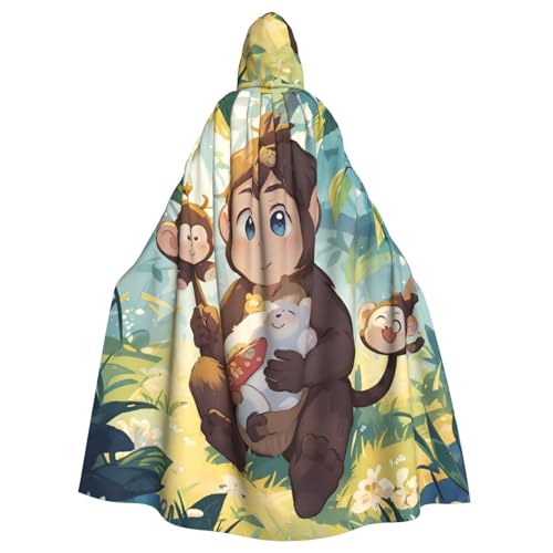 BROLEO Affen spielen Druck Halloween Erwachsene Kapuzenumhang Herren und Damen Kleidung Mantle Rollenspiel von BROLEO