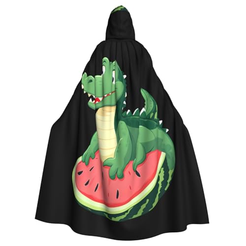 BROLEO Alligator auf Wassermelonen-Druck, Halloween, Erwachsenen-Kapuzenumhang, Herren- und Damenbekleidung, Mantel, Rollenspiel von BROLEO