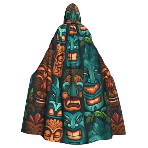 BROLEO Aloha Tiki Prints Halloween Erwachsene Kapuzenumhang ohne Reißverschluss, bequem für Kostümpartys BROLEO Aloha Tiki Prints Halloween Erwachsene Kapuzenumhang ohne Reißverschluss, bequem für Kostümpartys von BROLEO