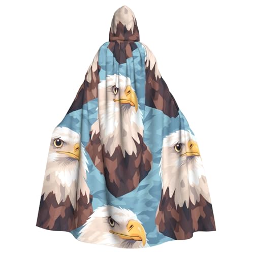 BROLEO Amerikanischer Weißkopfseeadleraufdruck, Halloween-Umhang mit Kapuze, kein Reißverschluss, bequem für Kostümpartys BROLEO Amerikanischer Weißkopfseeadleraufdruck, Halloween-Umhang mit Kapuze, kein Reißverschluss, bequem für Kostümpartys von BROLEO