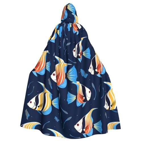 BROLEO Aquarium-Kaiserfisch-Druck, Halloween, Erwachsenen-Kapuzenumhang, ohne Reißverschluss, bequem für Kostümpartys von BROLEO