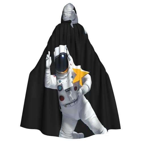 BROLEO Astronaut hält einen Stern Druck Halloween Erwachsene Kapuzenumhang Umhang ohne Reißverschluss, bequem für Kostümpartys von BROLEO