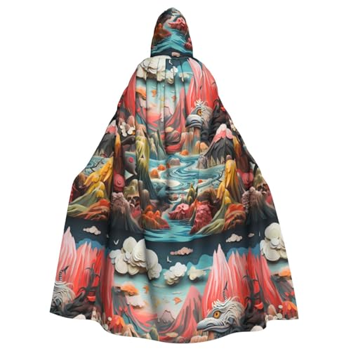 BROLEO Berge und Meere Druck Halloween Erwachsene Kapuzenumhang Herren und Damen Kleidung Mantle Rollenspiel BROLEO Berge und Meere Druck Halloween Erwachsene Kapuzenumhang Herren und Damen Kleidung Mantle Rollenspiel von BROLEO