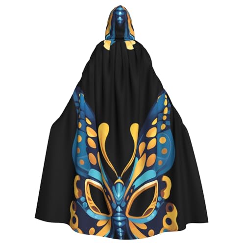 BROLEO Blauer Schmetterlingsmaske, bedruckt, Halloween, Erwachsenen-Kapuzenumhang, ohne Reißverschluss, bequem für Kostümpartys BROLEO Blauer Schmetterlingsmaske, bedruckt, Halloween, Erwachsenen-Kapuzenumhang, ohne Reißverschluss, bequem für Kostümpartys von BROLEO