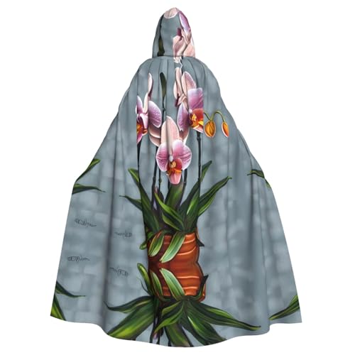 BROLEO Blühende Orchideen drucken Halloween Erwachsene Kapuzenumhang für Kostümpartys und Themenveranstaltungen von BROLEO
