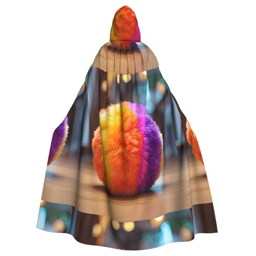 BROLEO Bunte Plüschkugel-Drucke, Halloween-Umhang mit Kapuze, kein Reißverschluss, bequem für Kostümpartys BROLEO Bunte Plüschkugel-Drucke, Halloween-Umhang mit Kapuze, kein Reißverschluss, bequem für Kostümpartys von BROLEO