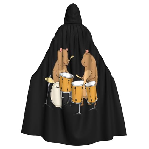 BROLEO Capybara Kapuzenumhang mit Schlagzeug-Druck, Halloween, Erwachsenen-Kapuzenumhang, Herren- und Damenbekleidung, Mantel, Rollenspiel BROLEO Capybara Kapuzenumhang mit Schlagzeug-Druck, Halloween, Erwachsenen-Kapuzenumhang, Herren- und Damenbekleidung, Mantel, Rollenspiel von BROLEO