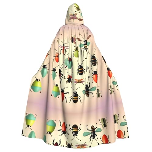 BROLEO Cartoon kleine Insekten Drucke Halloween Erwachsene Kapuzenumhang für Kostümpartys und Themenveranstaltungen BROLEO Cartoon kleine Insekten Drucke Halloween Erwachsene Kapuzenumhang für Kostümpartys und Themenveranstaltungen von BROLEO