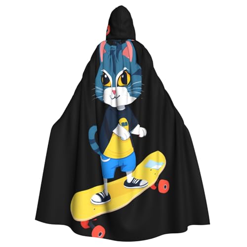 BROLEO Coole Katze auf Skateboard-Druck, Halloween, Erwachsenen-Kapuzenumhang, Herren- und Damenbekleidung, Mantel, Rollenspiel BROLEO Coole Katze auf Skateboard-Druck, Halloween, Erwachsenen-Kapuzenumhang, Herren- und Damenbekleidung, Mantel, Rollenspiel von BROLEO