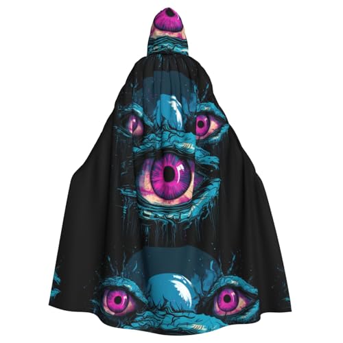 BROLEO Dreiäugiger Monster-Druck, Halloween, Erwachsenen-Kapuzenumhang, Herren- und Damenbekleidung, Mantel, Rollenspiel von BROLEO