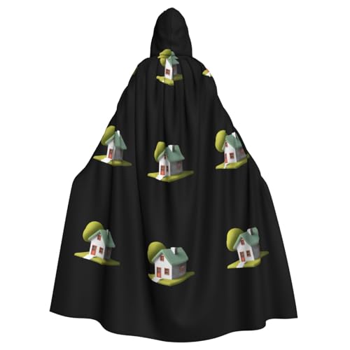 BROLEO Ein kleines grünes Haus druckt Halloween-Umhang mit Kapuze für Erwachsene, ohne Reißverschluss, bequem für Kostümpartys BROLEO Ein kleines grünes Haus druckt Halloween-Umhang mit Kapuze für Erwachsene, ohne Reißverschluss, bequem für Kostümpartys von BROLEO