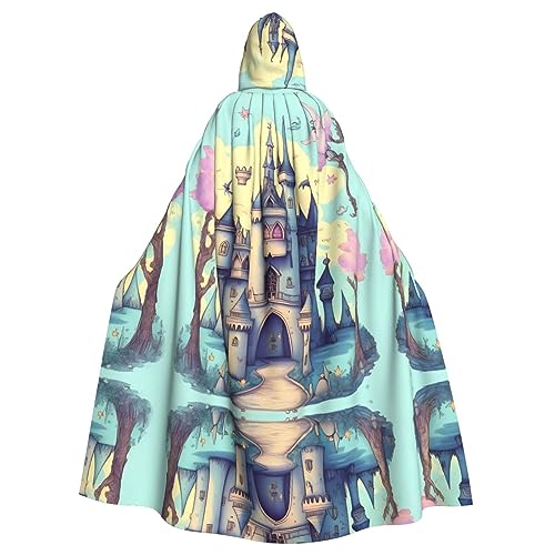 BROLEO Fairytale Castle Prints Halloween Erwachsene Kapuzenumhang für Kostümpartys und Themenveranstaltungen von BROLEO