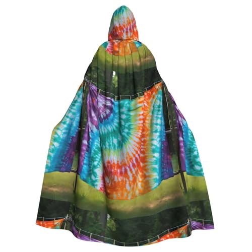 BROLEO Farbenfroher Batikdruck, Halloween-Umhang mit Kapuze, kein Reißverschluss, bequem für Kostümpartys BROLEO Farbenfroher Batikdruck, Halloween-Umhang mit Kapuze, kein Reißverschluss, bequem für Kostümpartys von BROLEO