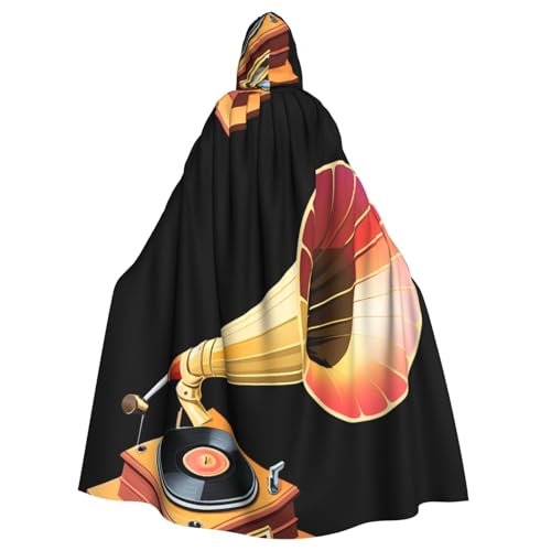BROLEO Farbiger Phonograph-Druck, Halloween-Umhang mit Kapuze für Erwachsene, ohne Reißverschluss, bequem für Kostümpartys BROLEO Farbiger Phonograph-Druck, Halloween-Umhang mit Kapuze für Erwachsene, ohne Reißverschluss, bequem für Kostümpartys von BROLEO