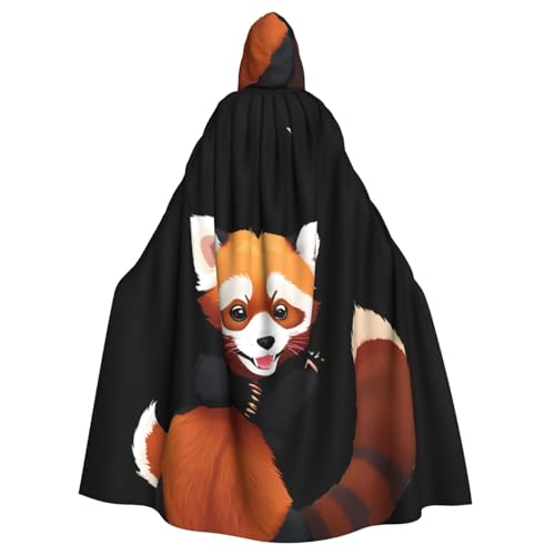 BROLEO Frecher roter Panda-Druck, Halloween-Umhang mit Kapuze, ohne Reißverschluss, bequem für Kostümpartys von BROLEO