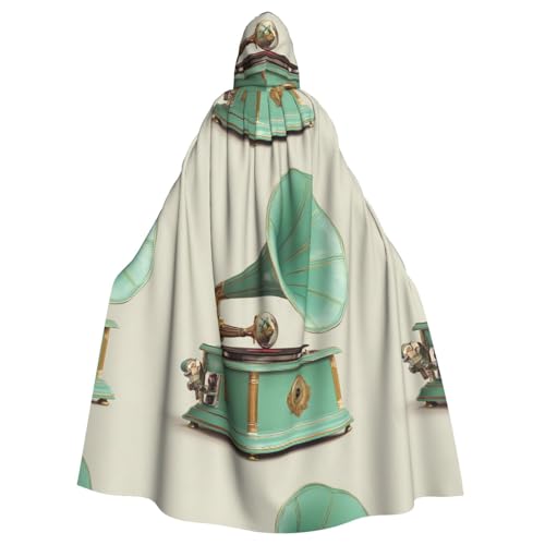 BROLEO Frühlingsgrammophondruck, Halloween-Umhang mit Kapuze, ohne Reißverschluss, bequem für Kostümpartys BROLEO Frühlingsgrammophondruck, Halloween-Umhang mit Kapuze, ohne Reißverschluss, bequem für Kostümpartys von BROLEO