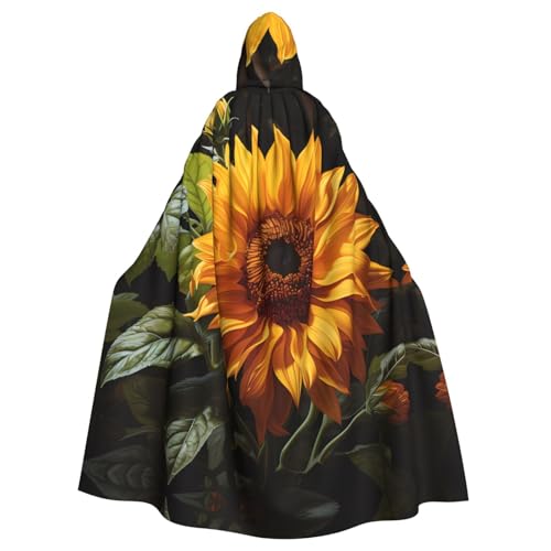 BROLEO Gelbe Sonnenblume auf braunem Hintergrund, bedruckt, Halloween, Erwachsenen-Kapuzenumhang für Kostümpartys und Themenveranstaltungen BROLEO Gelbe Sonnenblume auf braunem Hintergrund, bedruckt, Halloween, Erwachsenen-Kapuzenumhang für Kostümpartys und Themenveranstaltungen von BROLEO