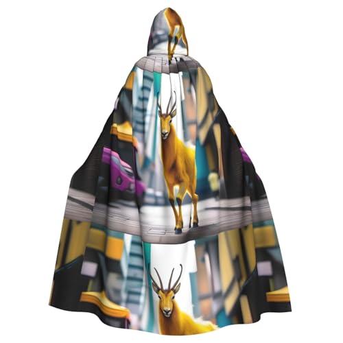 BROLEO Gelber Antilopen-Druck, Halloween, Erwachsenen-Kapuzenumhang, Herren- und Damenbekleidung, Mantel, Rollenspiel BROLEO Gelber Antilopen-Druck, Halloween, Erwachsenen-Kapuzenumhang, Herren- und Damenbekleidung, Mantel, Rollenspiel von BROLEO
