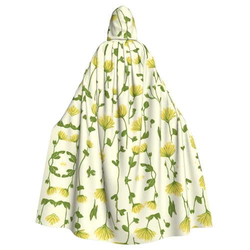 BROLEO Gelber Chrysanthemen-Druck, Halloween-Umhang mit Kapuze für Erwachsene, für Kostümpartys und Themenveranstaltungen BROLEO Gelber Chrysanthemen-Druck, Halloween-Umhang mit Kapuze für Erwachsene, für Kostümpartys und Themenveranstaltungen von BROLEO