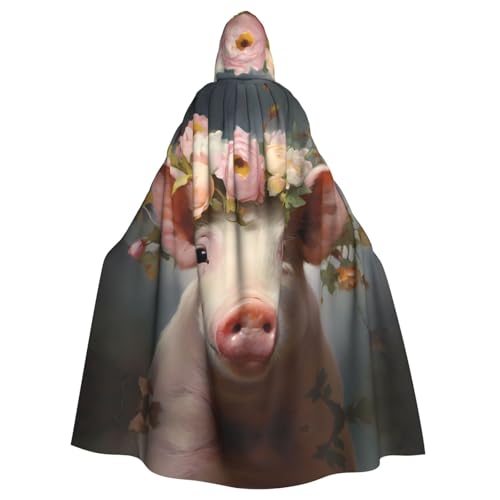 BROLEO Gemälde, Blumen-Schweine-Drucke, Halloween, Erwachsenen-Umhang mit Kapuze, für Kostümpartys und Themenveranstaltungen BROLEO Gemälde, Blumen-Schweine-Drucke, Halloween, Erwachsenen-Umhang mit Kapuze, für Kostümpartys und Themenveranstaltungen von BROLEO