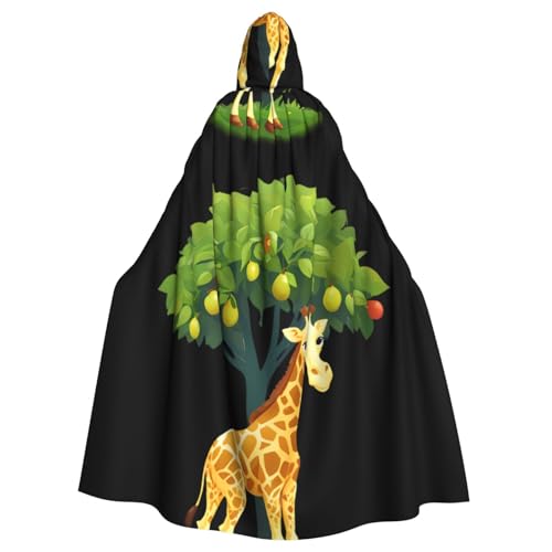 BROLEO Giraffe von The Pear Tree Prints Halloween Erwachsene Kapuzenumhang ohne Reißverschluss, bequem für Kostümpartys von BROLEO