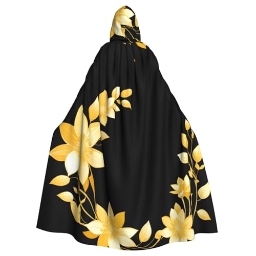 BROLEO Goldener Blumendruck, Halloween-Umhang mit Kapuze, ohne Reißverschluss, bequem für Kostümpartys BROLEO Goldener Blumendruck, Halloween-Umhang mit Kapuze, ohne Reißverschluss, bequem für Kostümpartys von BROLEO