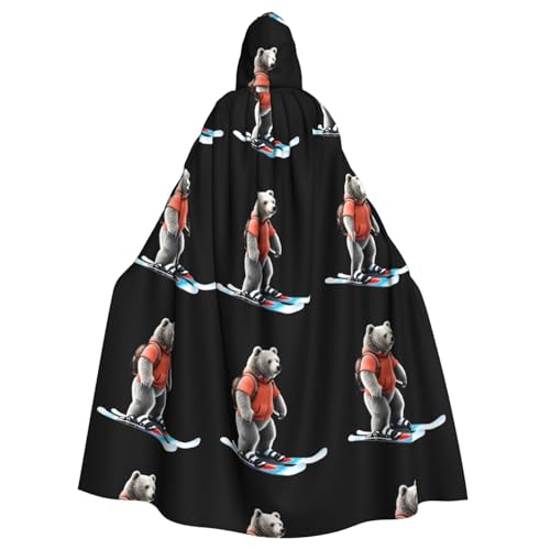 BROLEO Grizzly Bear Ski-Druck Halloween Erwachsene Kapuzenumhang Herren und Damen Kleidung Mantel Rollenspiel BROLEO Grizzly Bear Ski-Druck Halloween Erwachsene Kapuzenumhang Herren und Damen Kleidung Mantel Rollenspiel von BROLEO