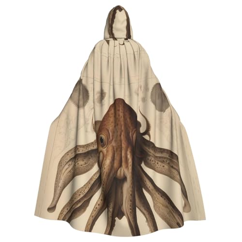 BROLEO Halloween-Kapuzenumhang mit Tintenfisch auf Muster, ohne Reißverschluss, bequem für Kostümpartys BROLEO Halloween-Kapuzenumhang mit Tintenfisch auf Muster, ohne Reißverschluss, bequem für Kostümpartys von BROLEO